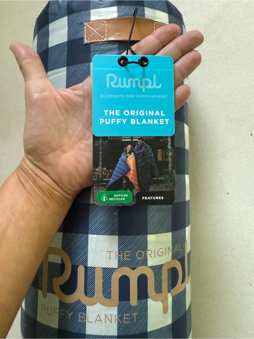 NWT Rumpl Original Puffy Blanket - Blue Plaid